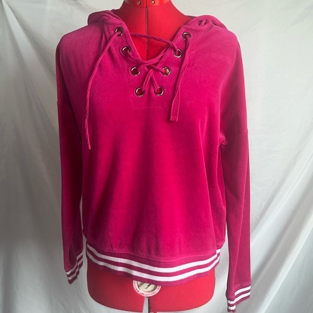 LL92 Pink rose pullover velour type hoodie